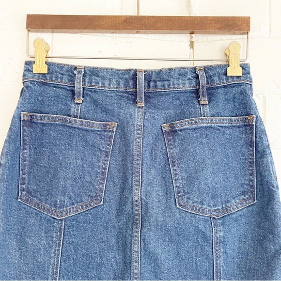 GAP Button Front Raw Hem Denim Midi Skirt 27 - Picture 5 of 7